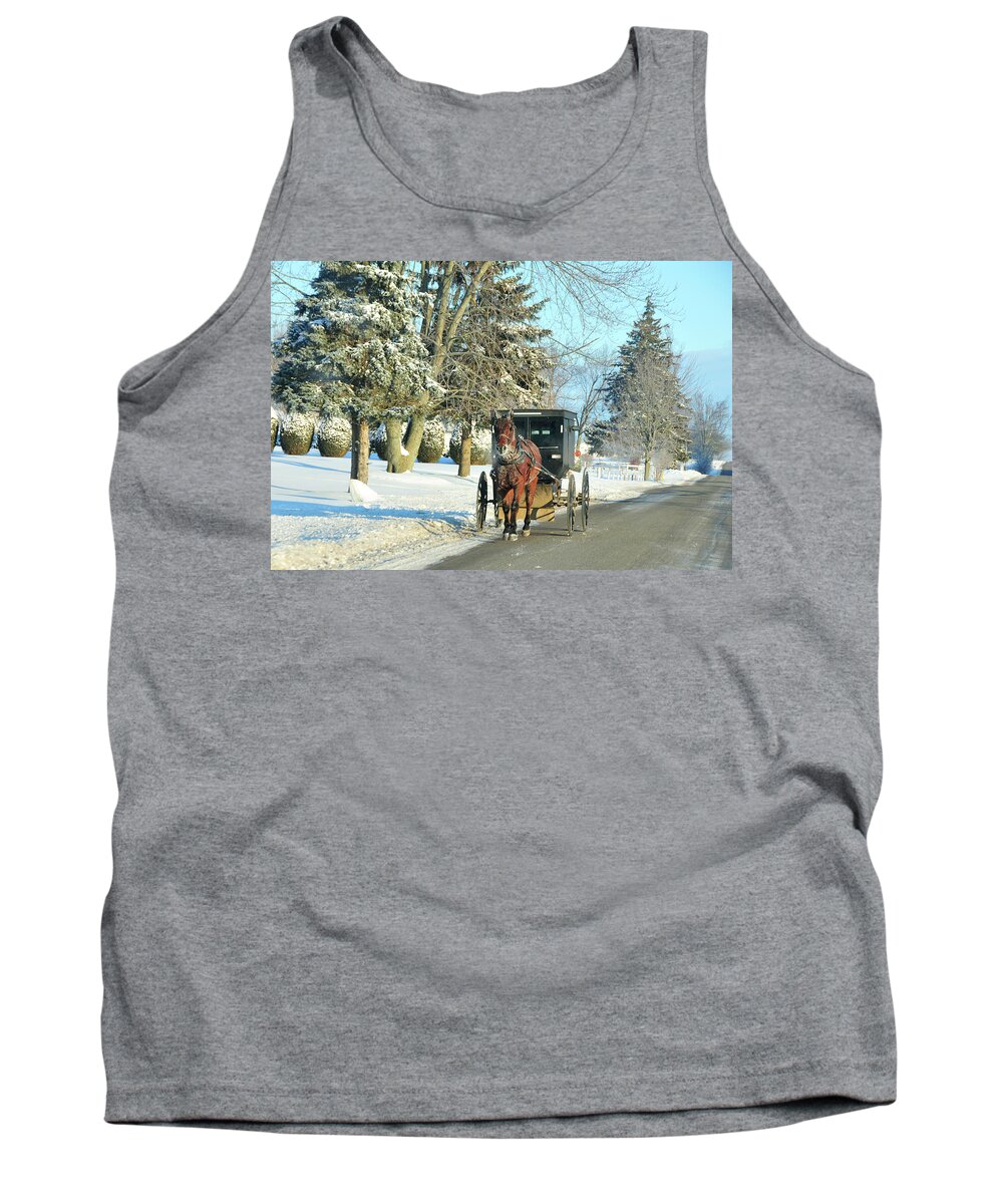 Amish Tank Top featuring the photograph Amish Winter by David Arment
