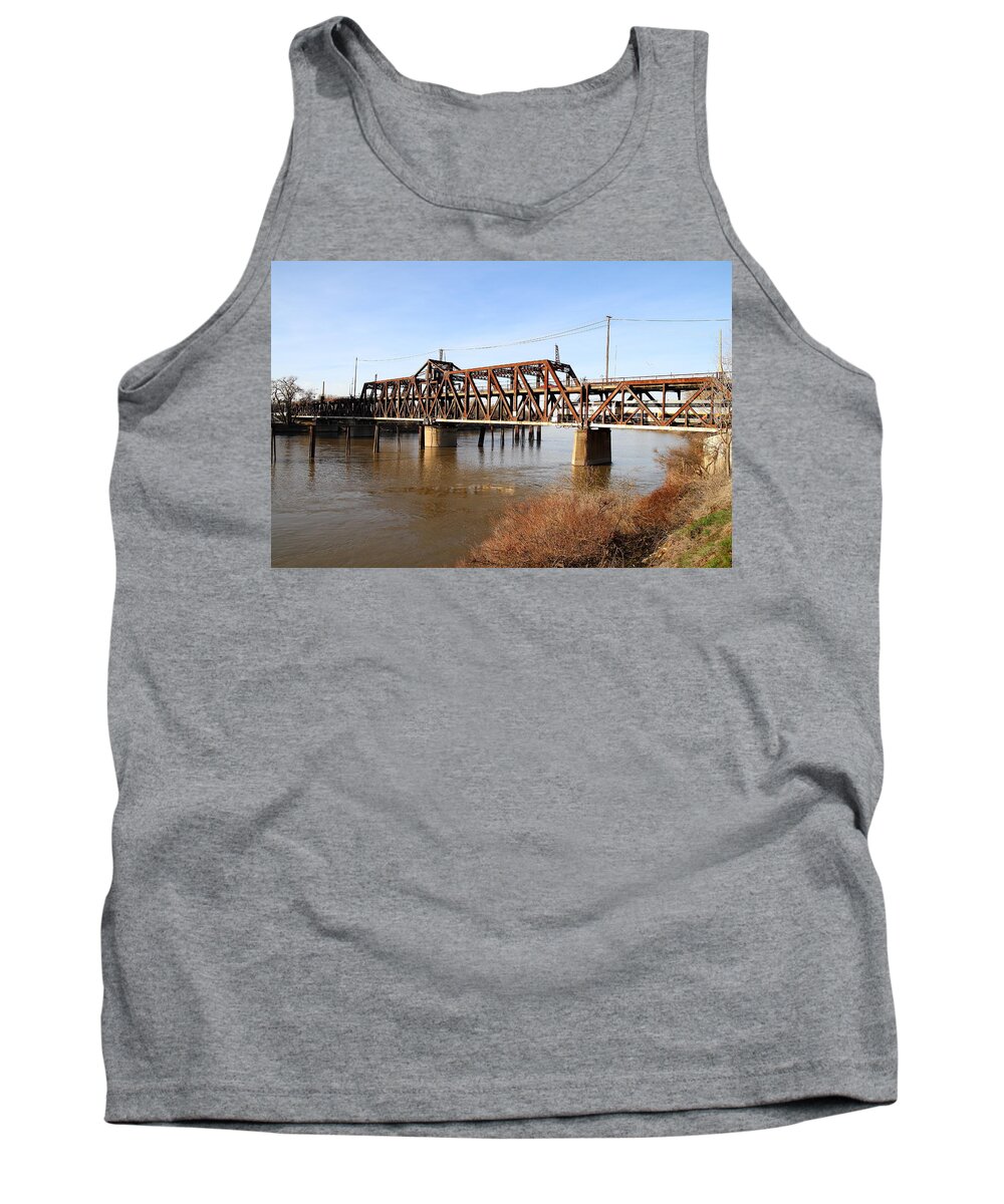 Transportation Tank Top featuring the photograph Amtrak California Crossing The Old Sacramento Southern Pacific Train Bridge . 7D11674 by Wingsdomain Art and Photography
