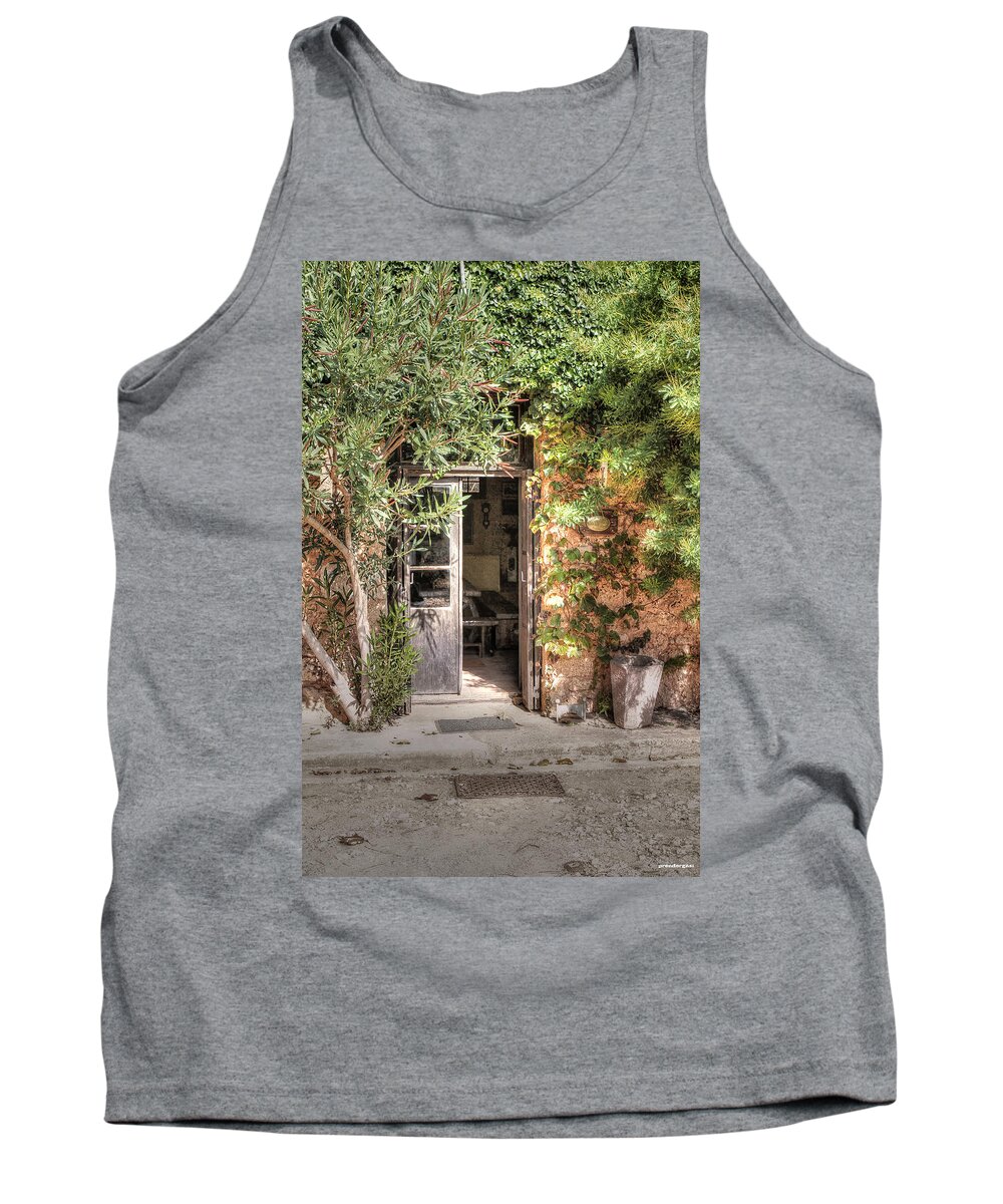 Europe Tank Top featuring the photograph An Entrance in Santorini by Tom Prendergast