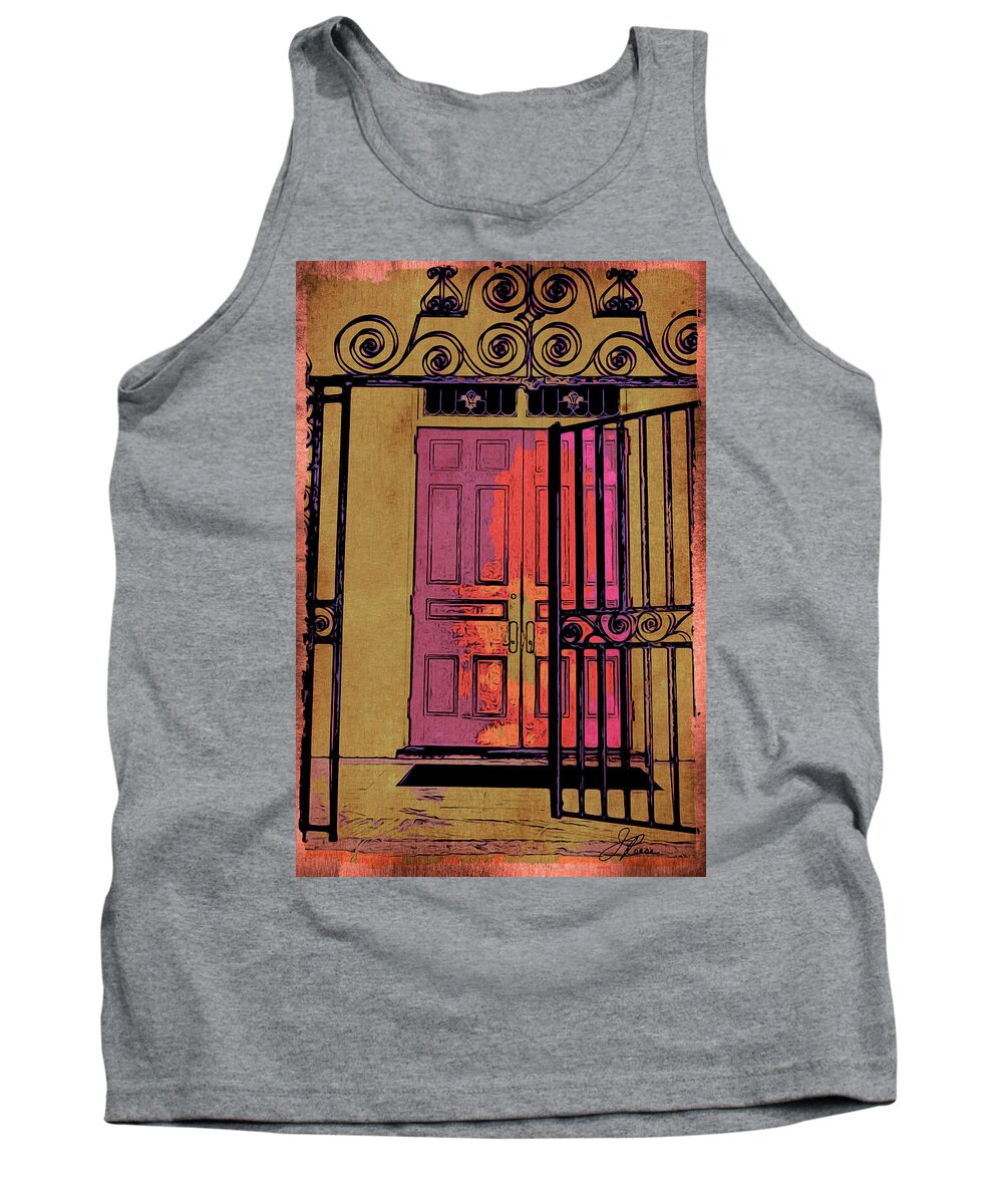 Woodcut Tank Top featuring the photograph An Open Gate by Joan Reese