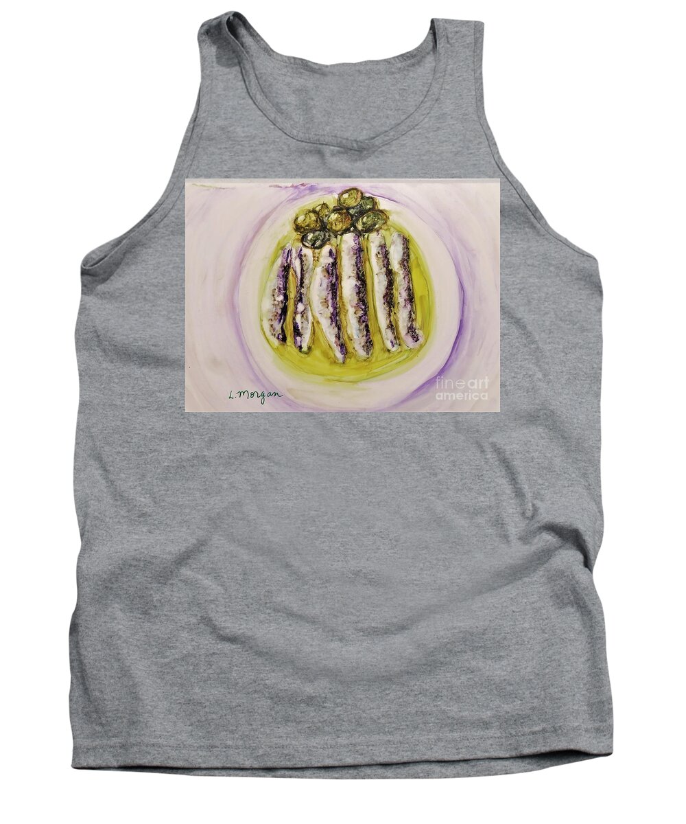 Anchovy Tank Top featuring the painting Anchovies and Olives by Laurie Morgan