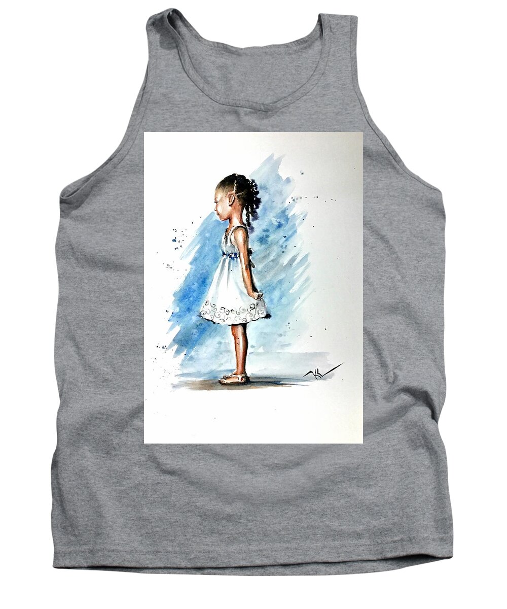 A Girl Tank Top featuring the painting Angel by Katerina Kovatcheva