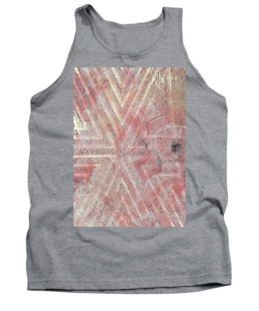 Gold Tank Top featuring the painting Angled Gold Monoprint by Cynthia Westbrook