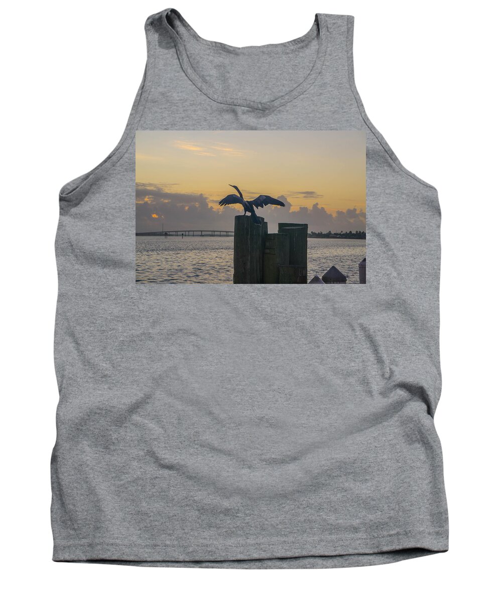 Anhinga Tank Top featuring the photograph Anhinga Sunrise by Joey Waves