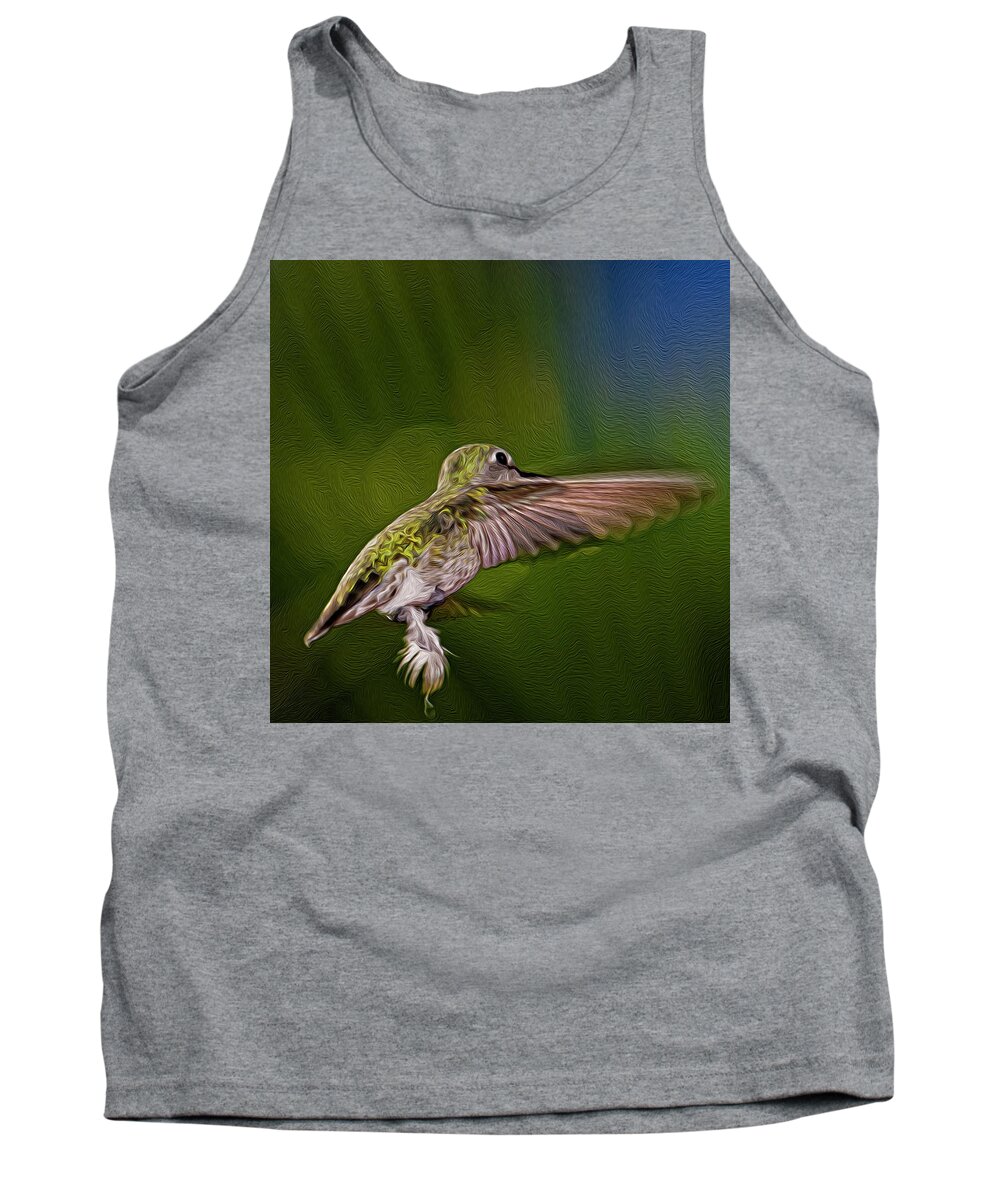 Myhaver Photography Tank Top featuring the digital art Anna's Hummingbird op54 by Mark Myhaver