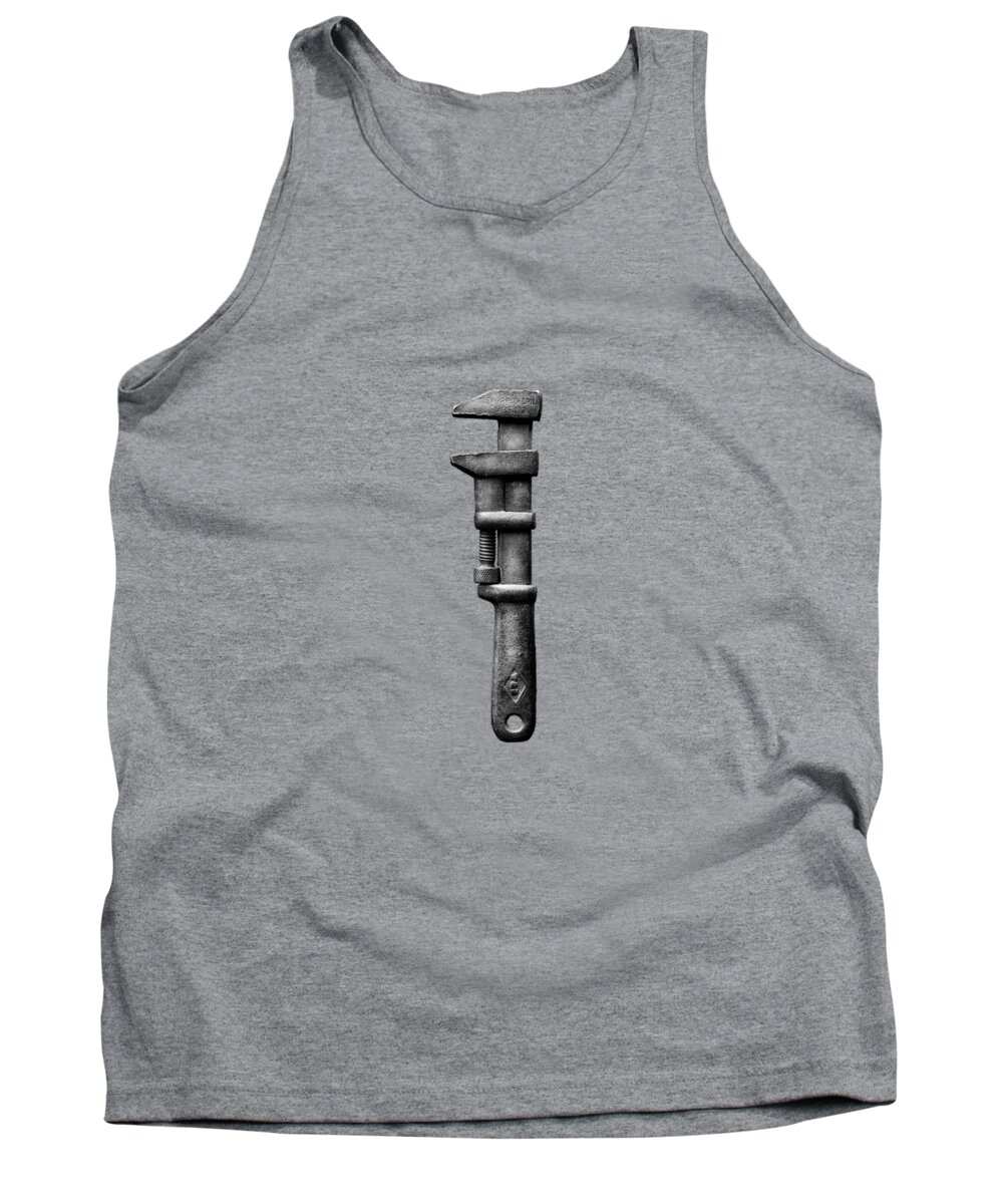 Antique Tank Top featuring the photograph Antique Adjustable Wrench BW by YoPedro