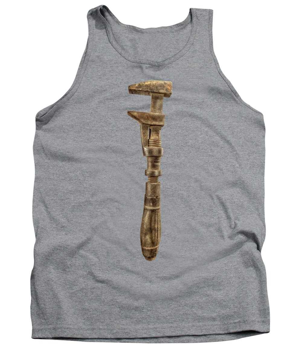 Antique Tank Top featuring the photograph Antique Wrench L Face Wood WIre by YoPedro