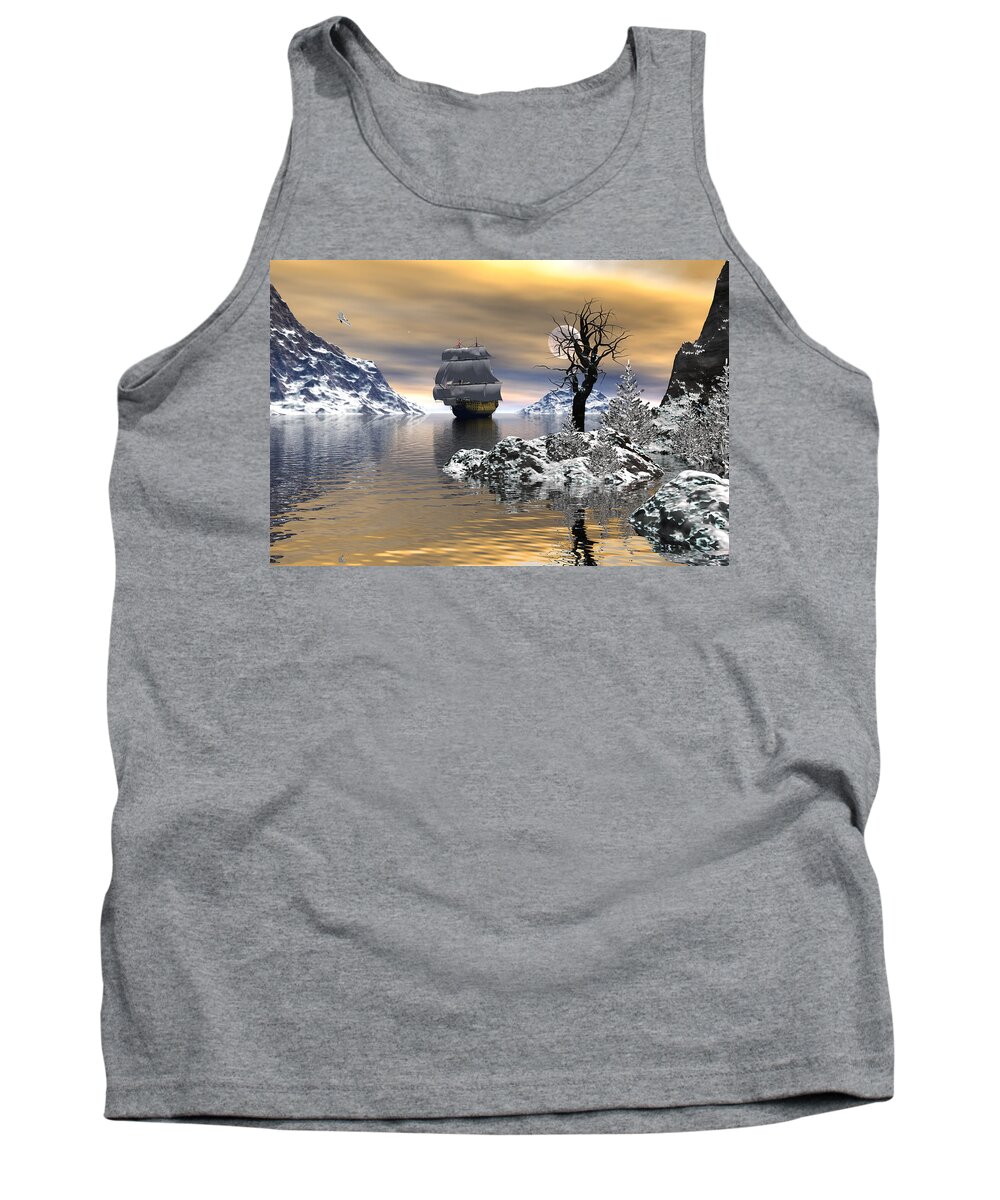 Bryce Tank Top featuring the digital art Arctic Course by Claude McCoy