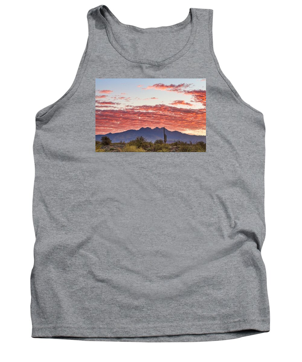 Desert Tank Top featuring the photograph Arizona Four Peaks Mountain Colorful View by James BO Insogna