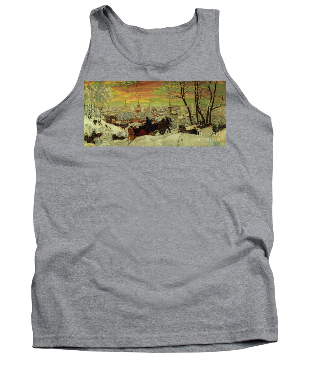 Arriving Tank Top featuring the painting Arriving for the Holidays by Boris Mihajlovic Kustodiev