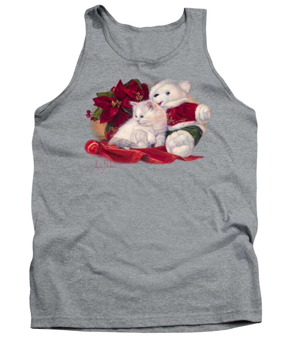 Cat Tank Top featuring the painting Christmas Kitten by Lucie Bilodeau