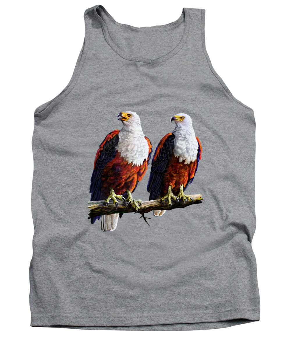 Eagle Tank Top featuring the painting Friends Hanging out by Anthony Mwangi