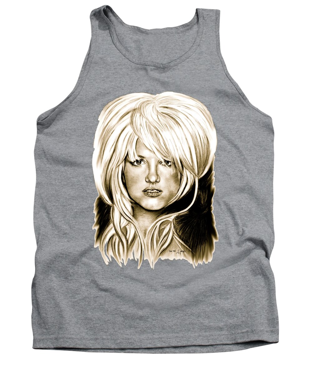 Britney Spears Tank Top featuring the drawing Britney in Antic by Gittas Art