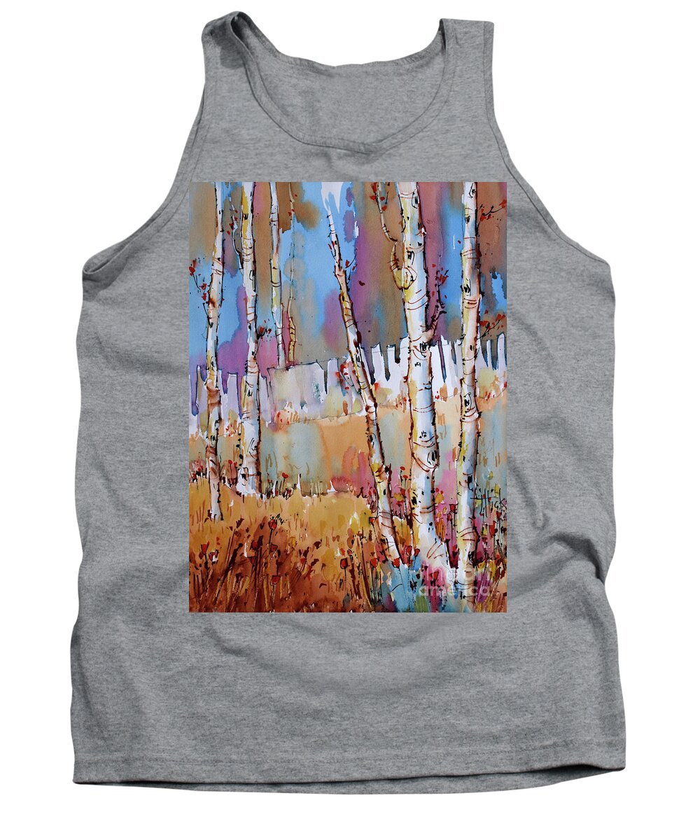 Landscape Tank Top featuring the painting Aspen Fantasy by Joyce Hicks