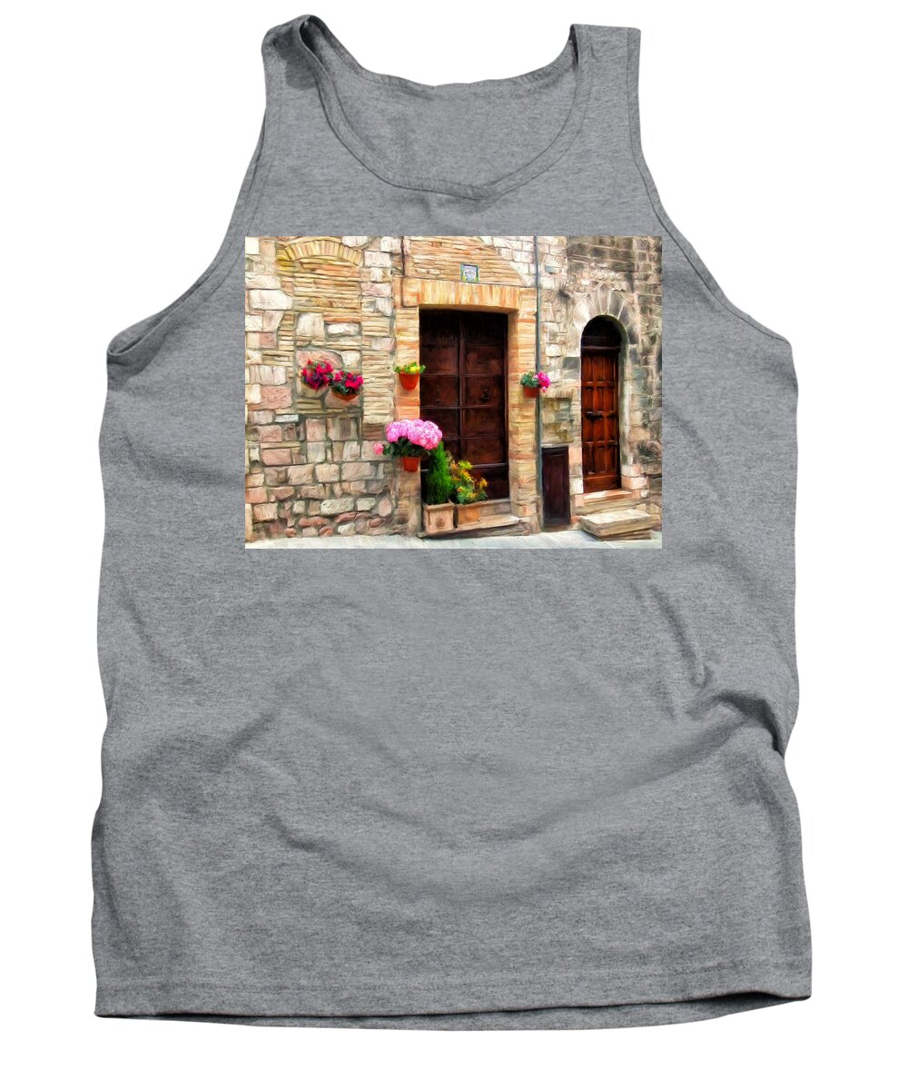 Italy Tank Top featuring the painting Assisi Doorways by Dominic Piperata