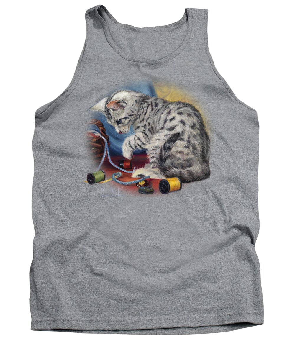 Cat Tank Top featuring the painting At Play by Lucie Bilodeau