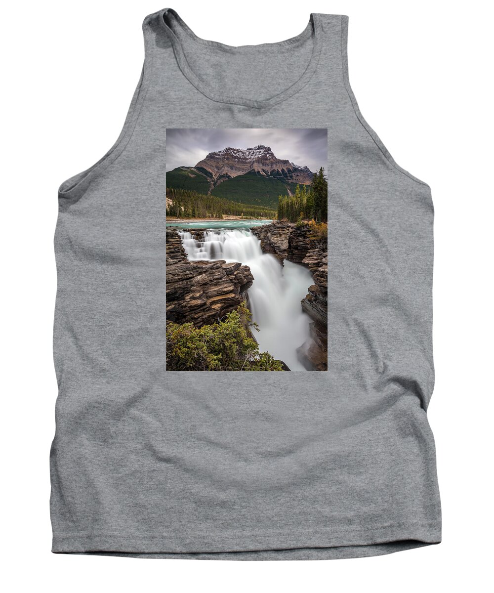 Athabasca Falls Tank Top featuring the photograph Athabasca Falls on the Icefield Parkway by Pierre Leclerc Photography
