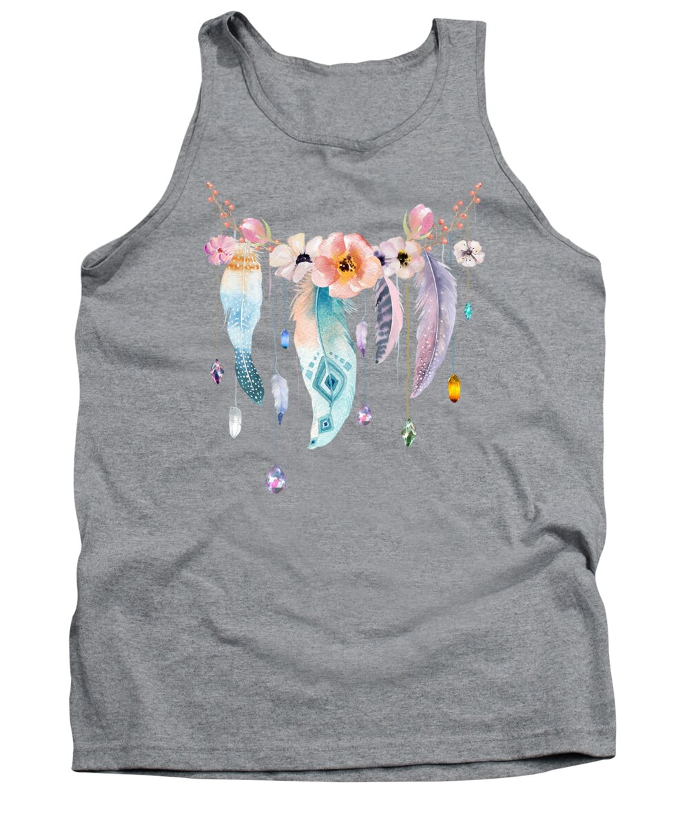 Painting Tank Top featuring the painting Atherstone Feather Spirit Gazer by Little Bunny Sunshine