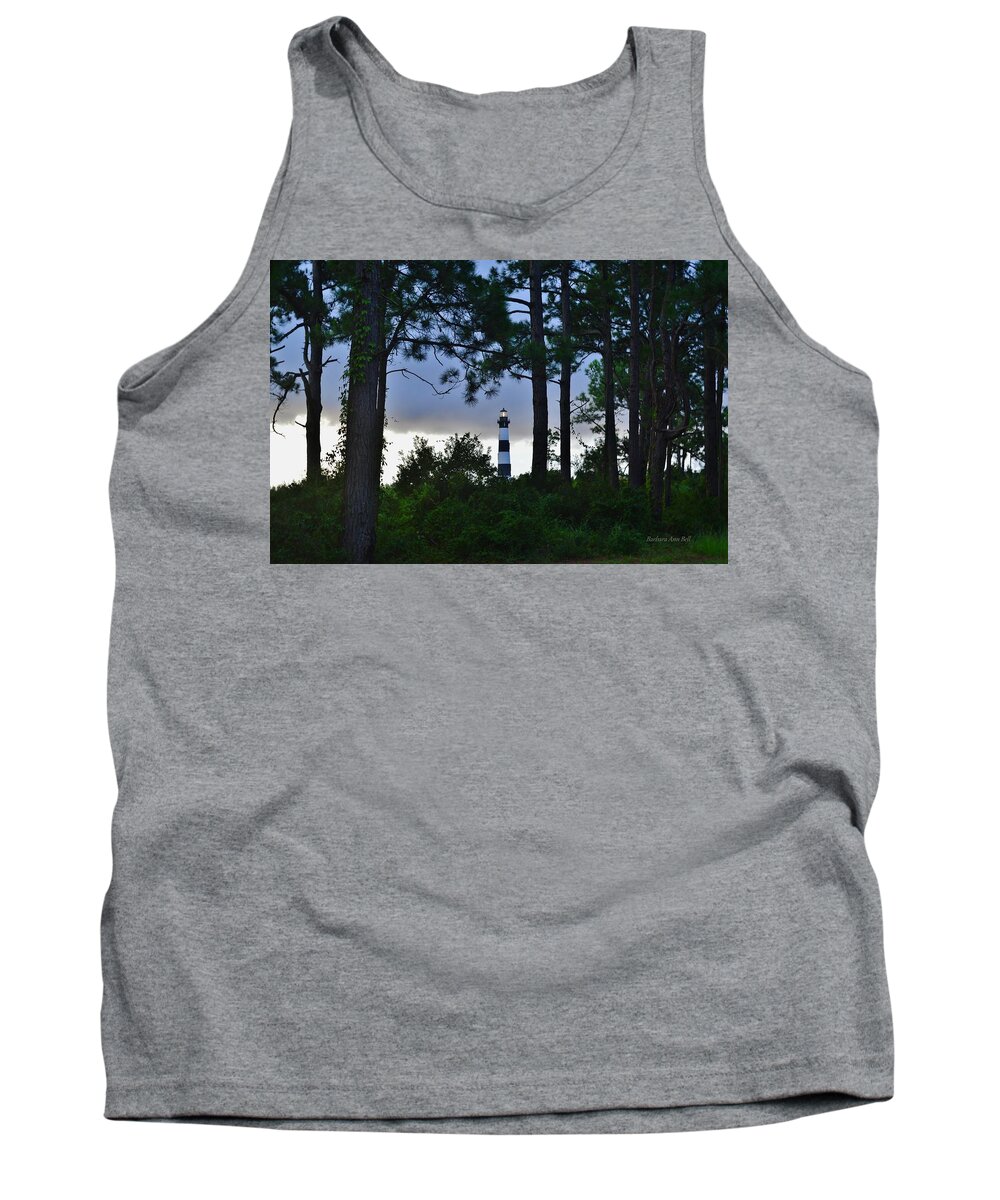 Obx Sunrise Tank Top featuring the photograph August 9 Bodie Lt House by Barbara Ann Bell