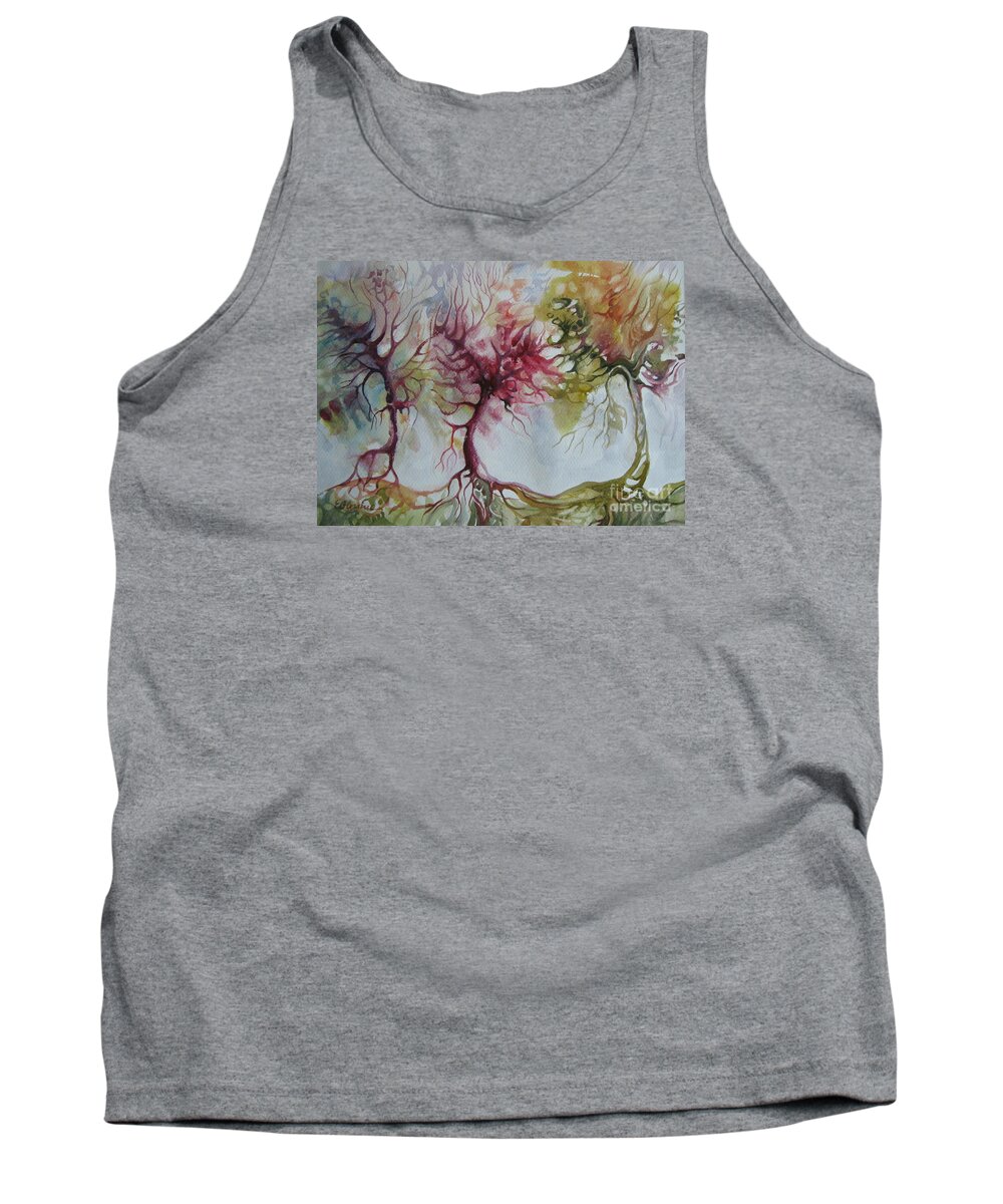 Autumn Tank Top featuring the painting Autumn colors by Elena Oleniuc