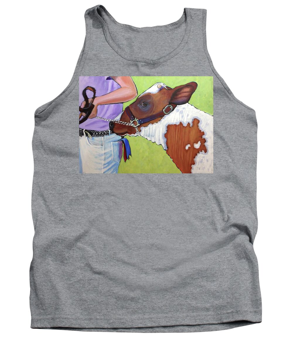 Ayrshire Heifer Tank Top featuring the painting Ayrshire Show Heifer by Ande Hall