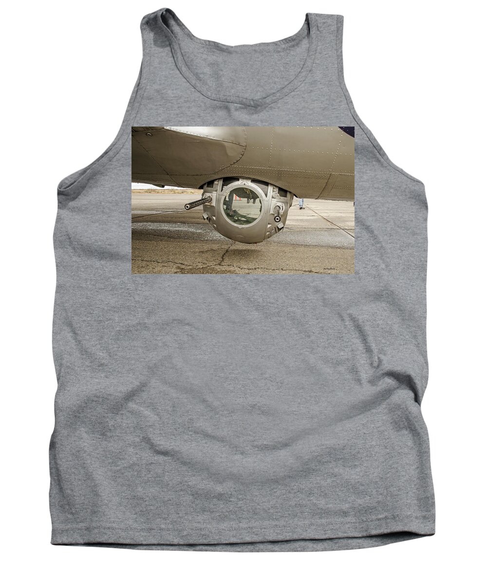 B-17 Tank Top featuring the photograph B-17 Ball Turret by Allen Sheffield