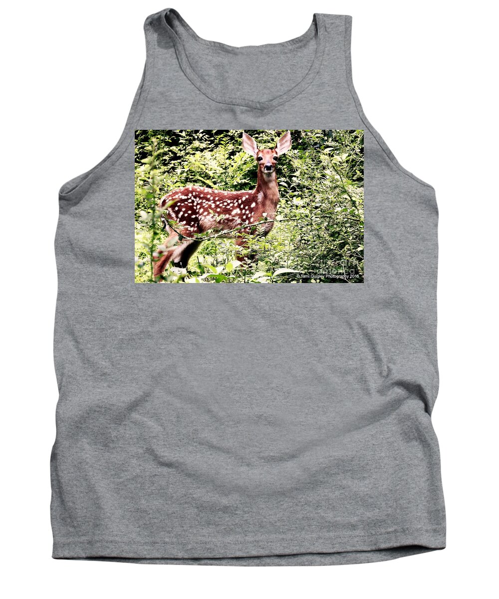 Deer Tank Top featuring the photograph Babe In The Woods by Tami Quigley