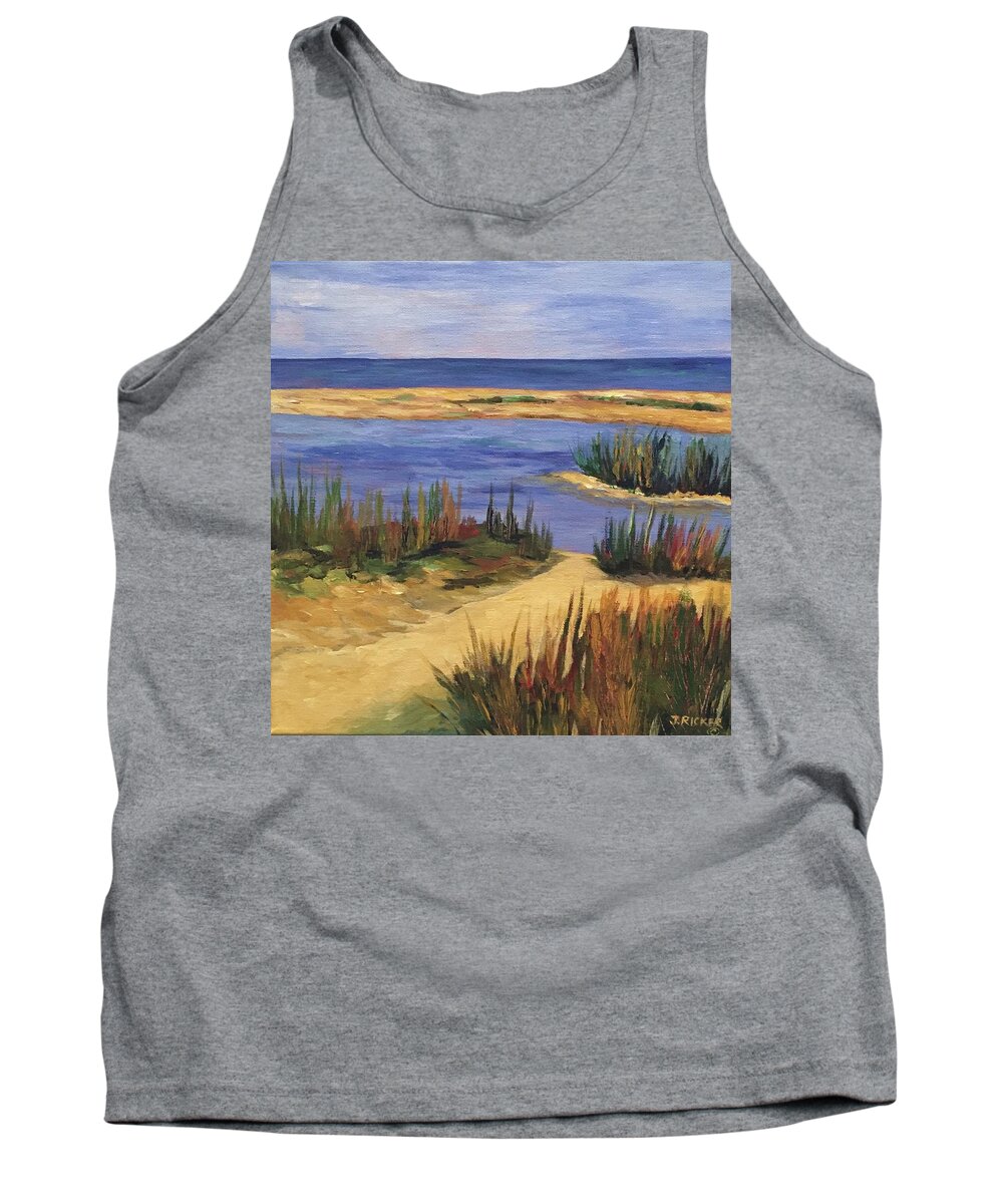 Water Tank Top featuring the painting Back Bay Beach by Jane Ricker