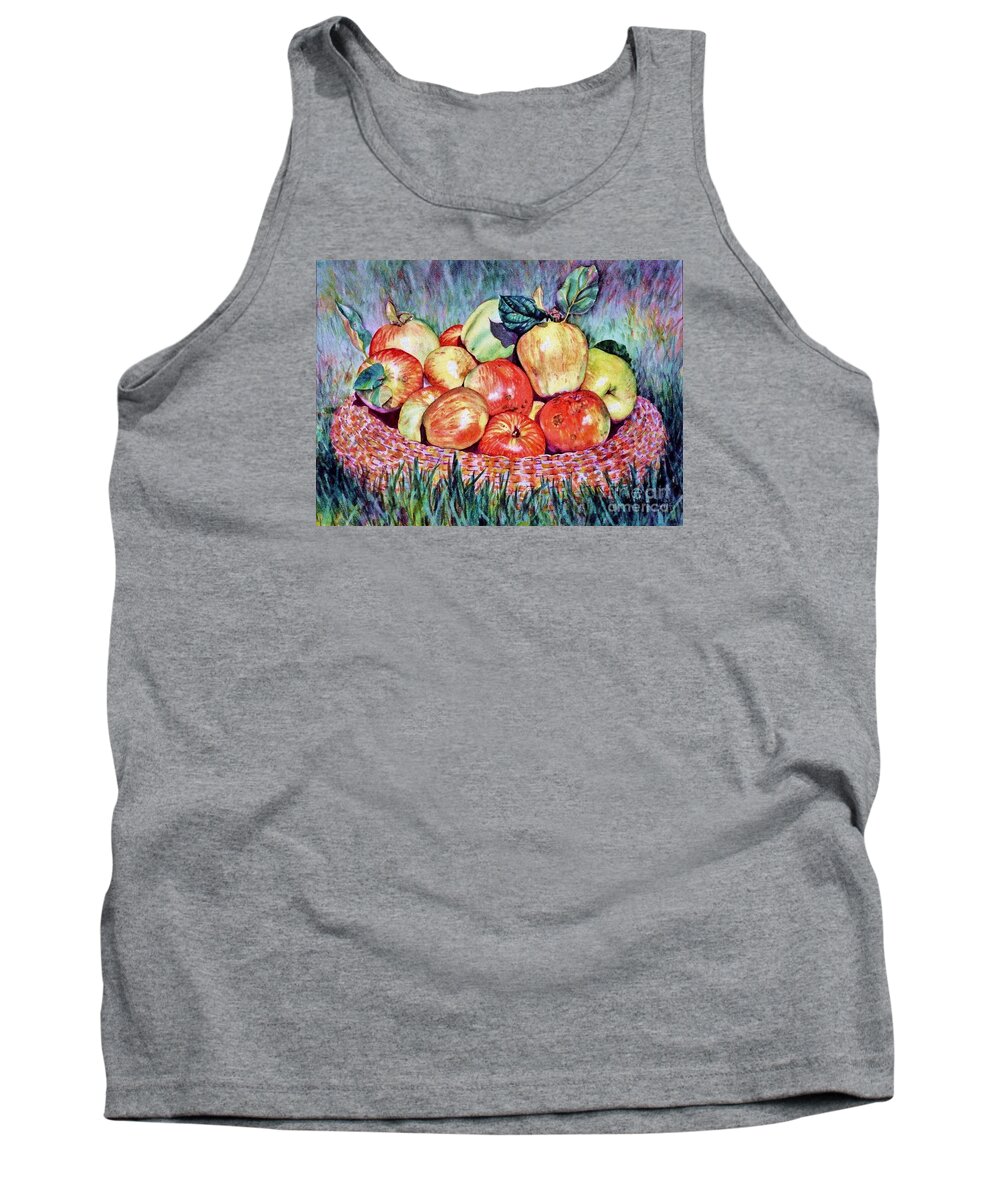 Cynthia Pride Watercolor Paintings Tank Top featuring the painting Backyard Apples by Cynthia Pride