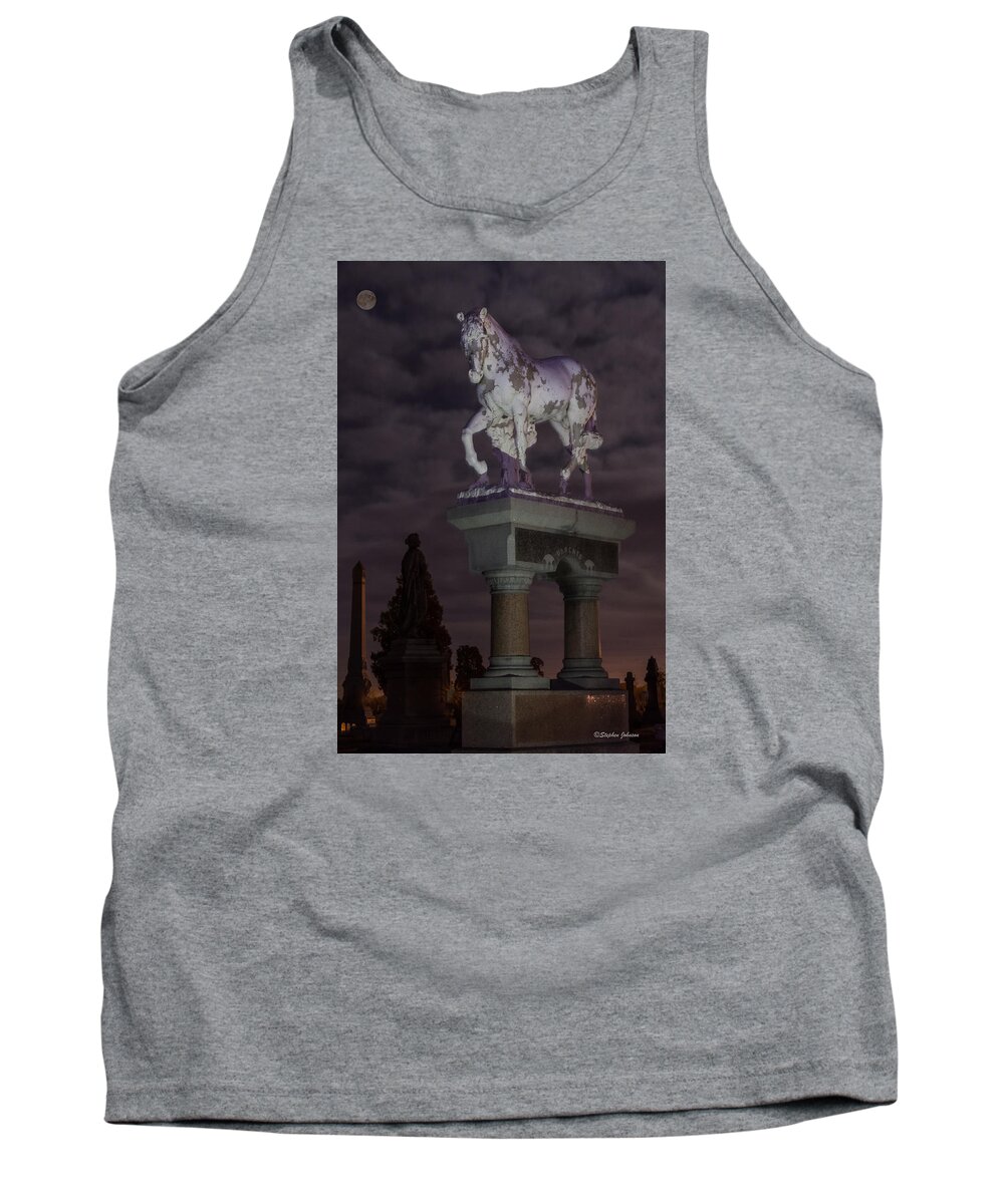 Riverside Cemetery Tank Top featuring the photograph Baker Horse Under the Full Moon by Stephen Johnson
