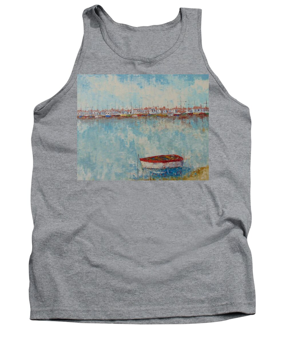 Frederic Payet Tank Top featuring the painting Barque au large de Marseille by Frederic Payet