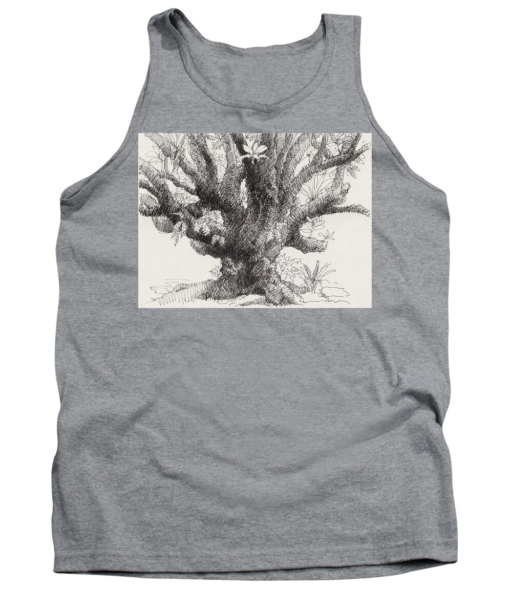 Plant Tank Top featuring the drawing Barringtonia Tree by Judith Kunzle