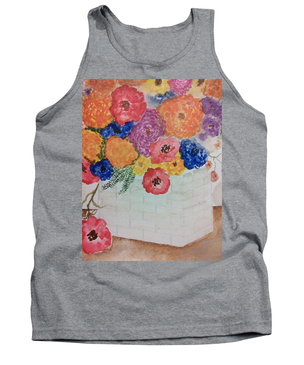 Basket Tank Top featuring the painting Basket of Flowers by Susan Nielsen