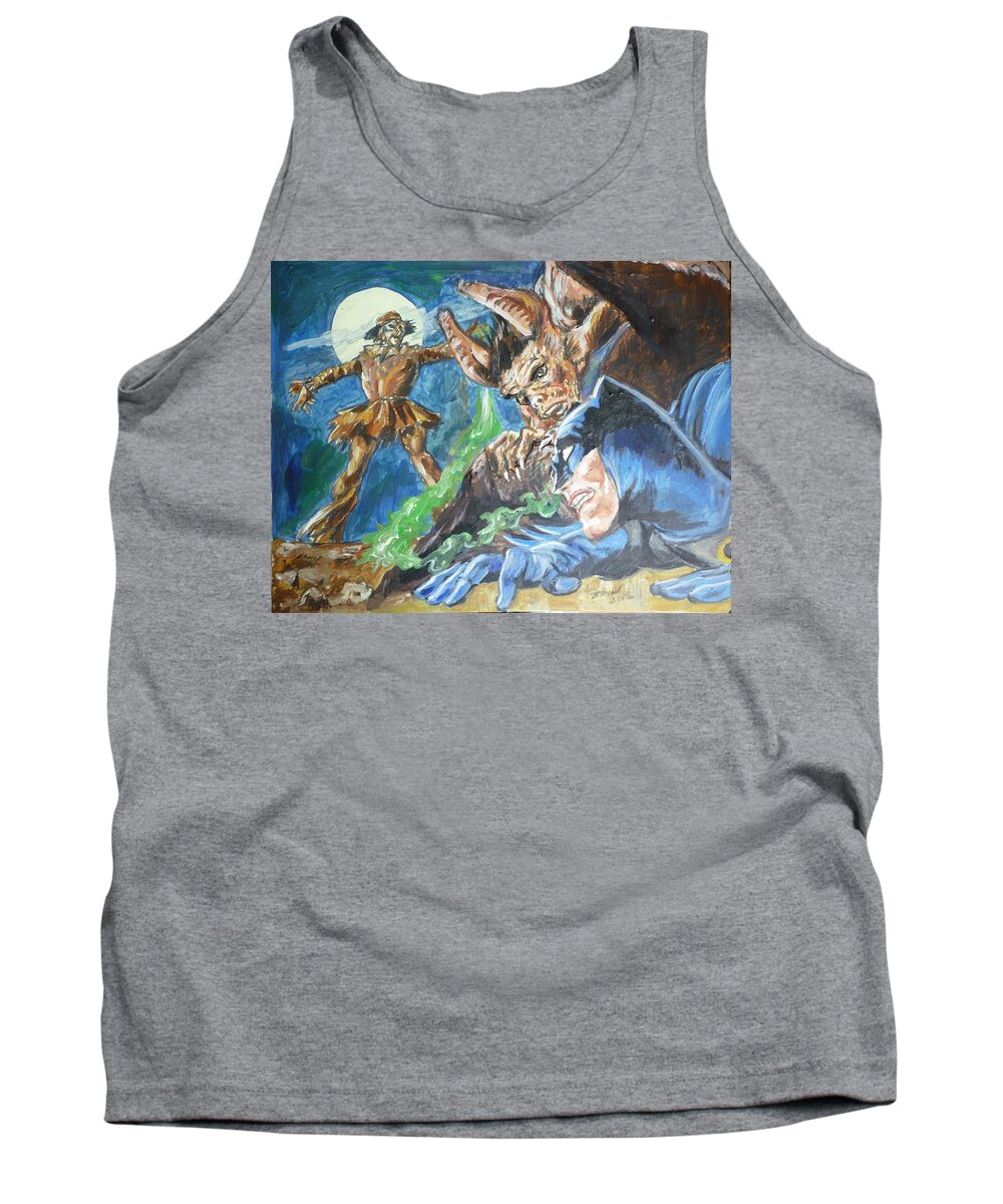Batman Tank Top featuring the painting Batman V Scarecrow by Bryan Bustard