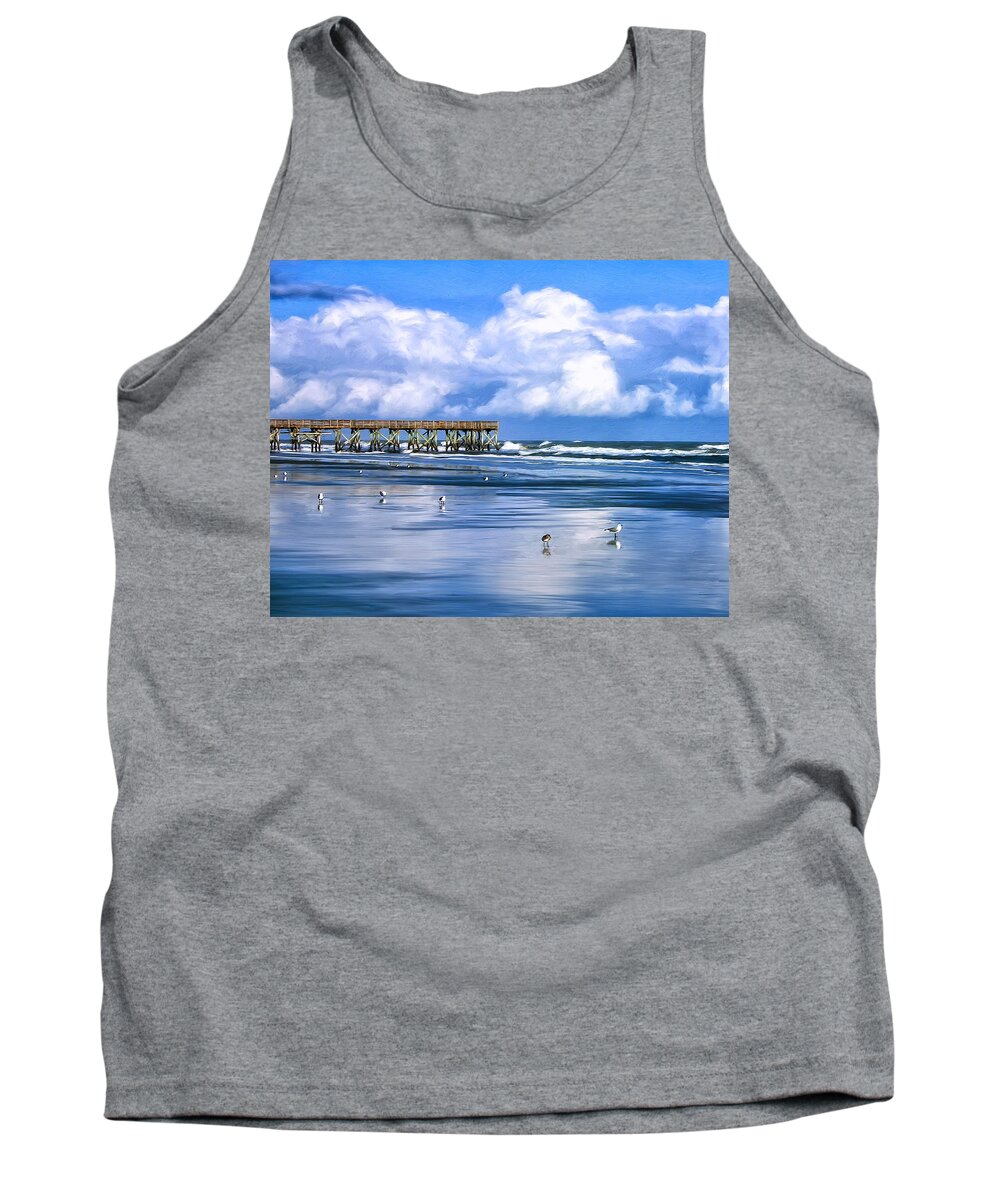Isle Of Palms Tank Top featuring the painting Beach at Isle of Palms by Dominic Piperata