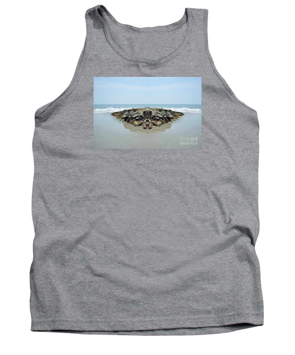 Barrier Tank Top featuring the mixed media Beach Barrier by Beverly Shelby
