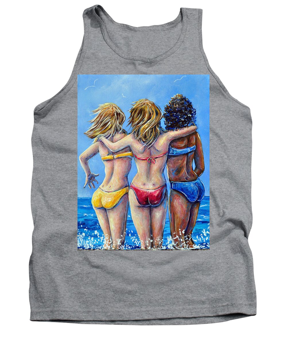 Beach Tank Top featuring the painting Beach Bums by Gail Butler