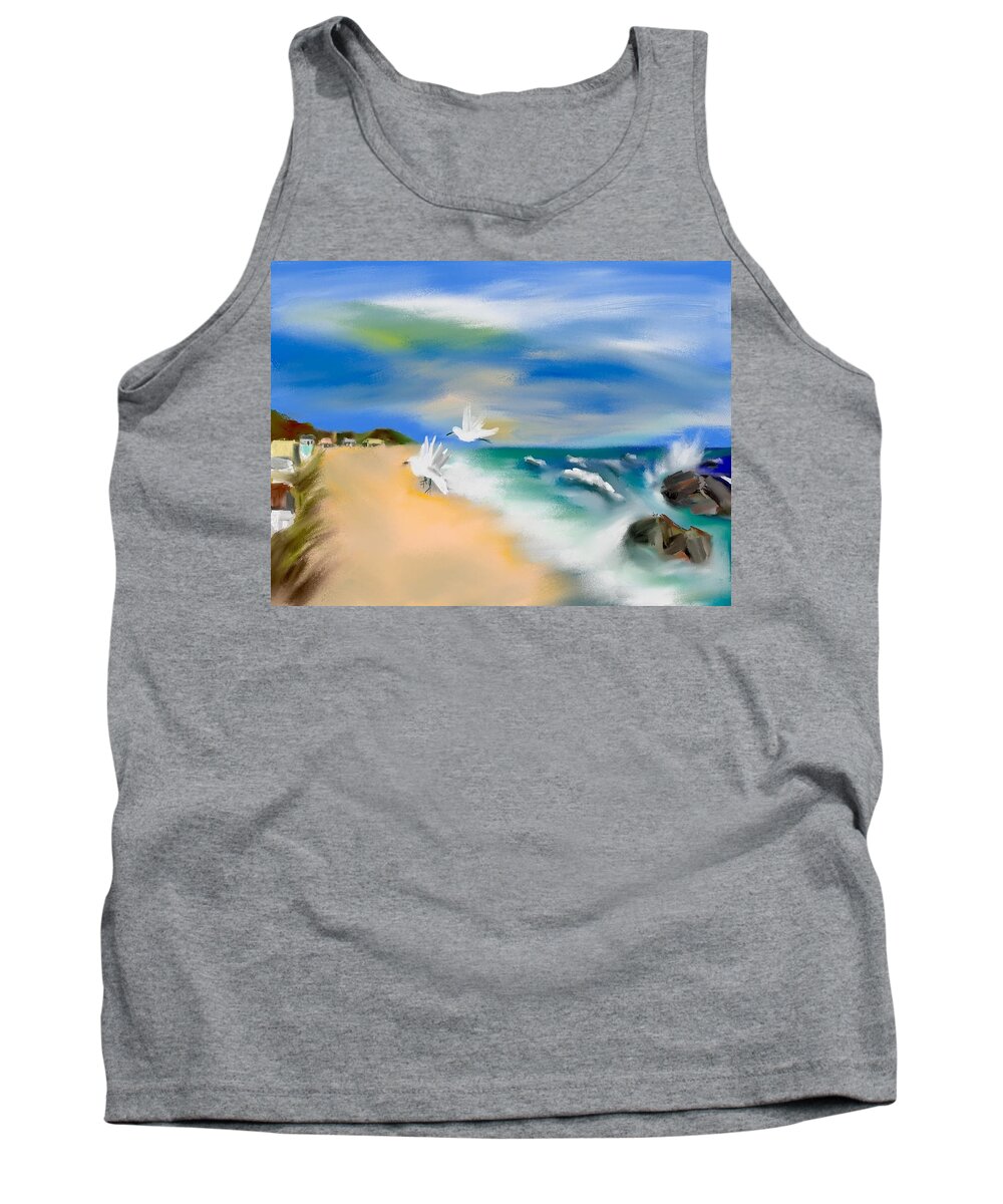 Ipad Painting Tank Top featuring the digital art Beach Energy by Frank Bright