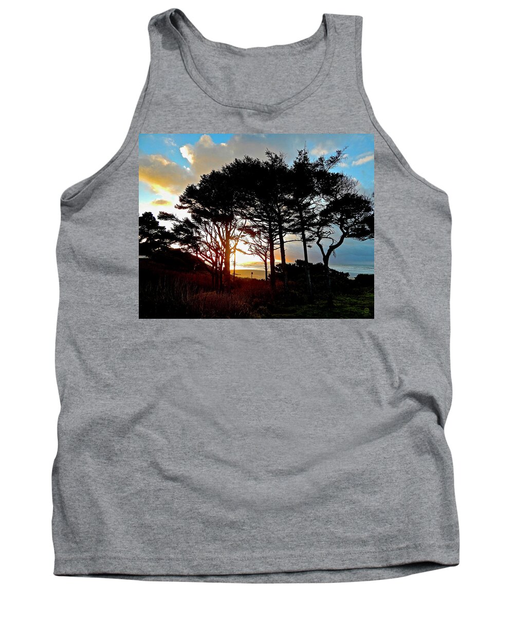 Trees Tank Top featuring the photograph Beach Trees Sunset by Gary Olsen-Hasek