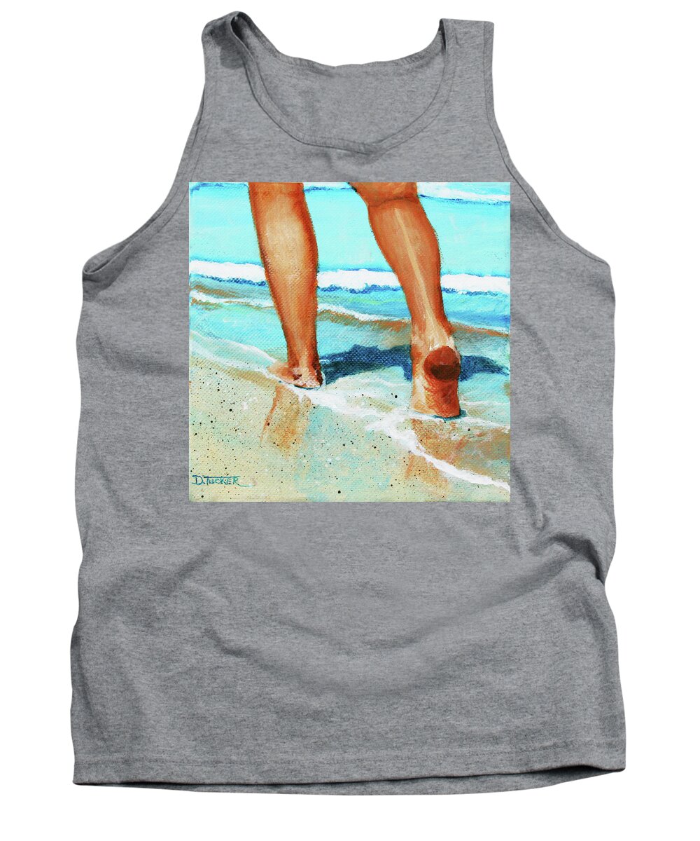 Beach Tank Top featuring the painting Beach Walk by Donna Tucker