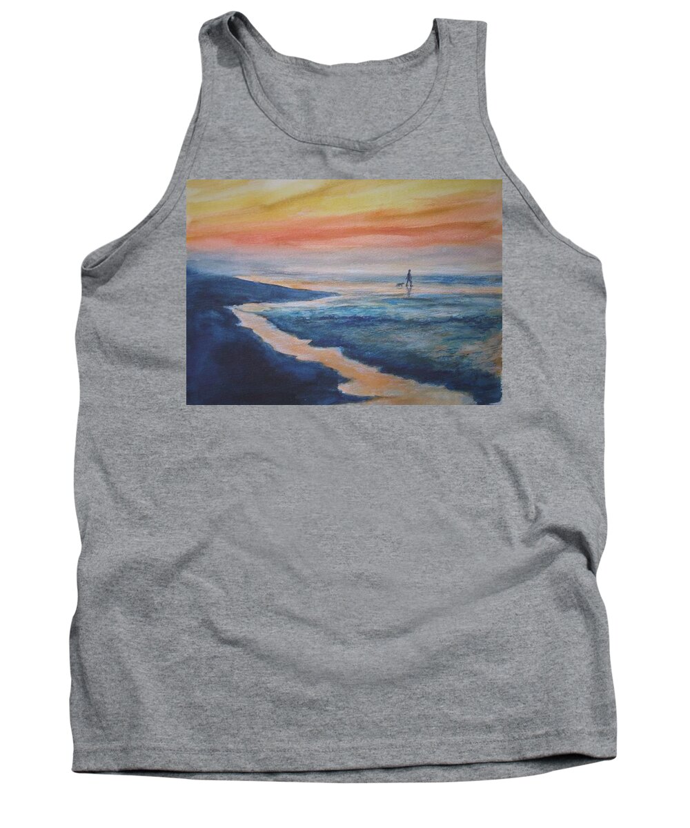 Sunset Tank Top featuring the painting Beachwalker by Bobby Walters
