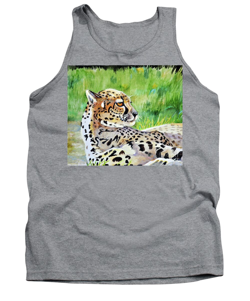 Big Cat Tank Top featuring the mixed media Beauty in Sunlight by Lori Moon