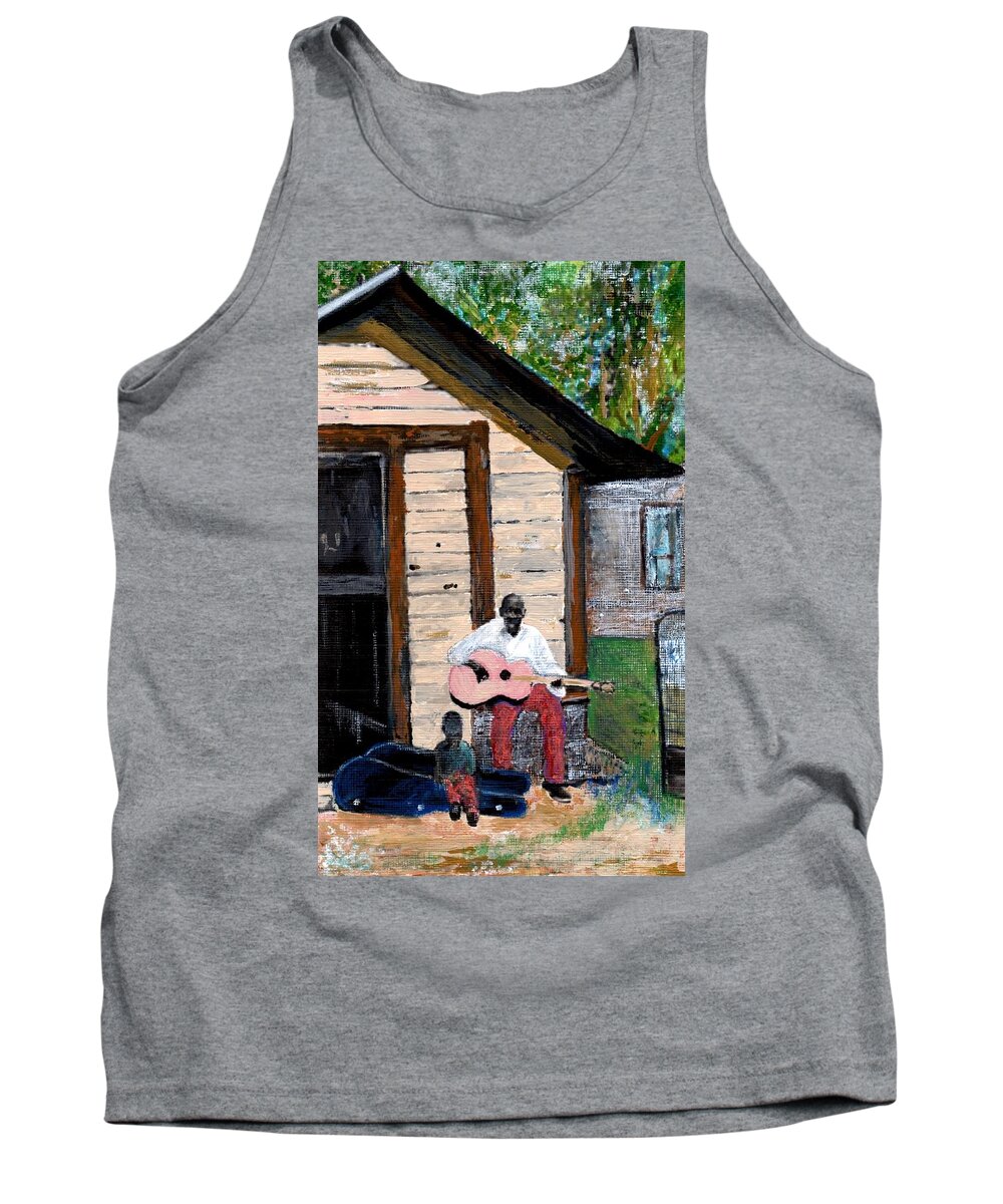 Blues Tank Top featuring the painting Behind The Old House by Joe Dagher