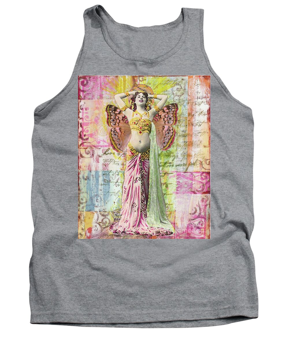 Belly Dancer Tank Top featuring the mixed media Belly Dancer by Desiree Paquette