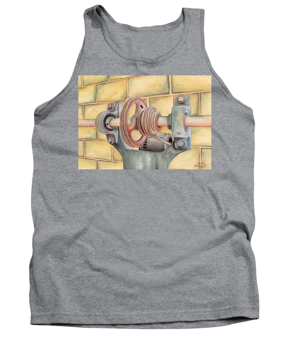 Pulley Tank Top featuring the painting Belt Driven by Ken Powers
