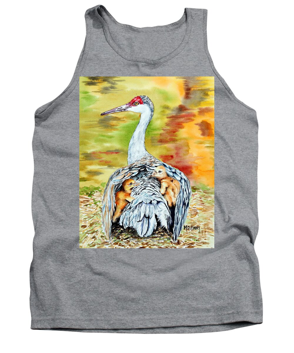 Sandhill Crane Tank Top featuring the painting Beneath My Wings by Maria Barry