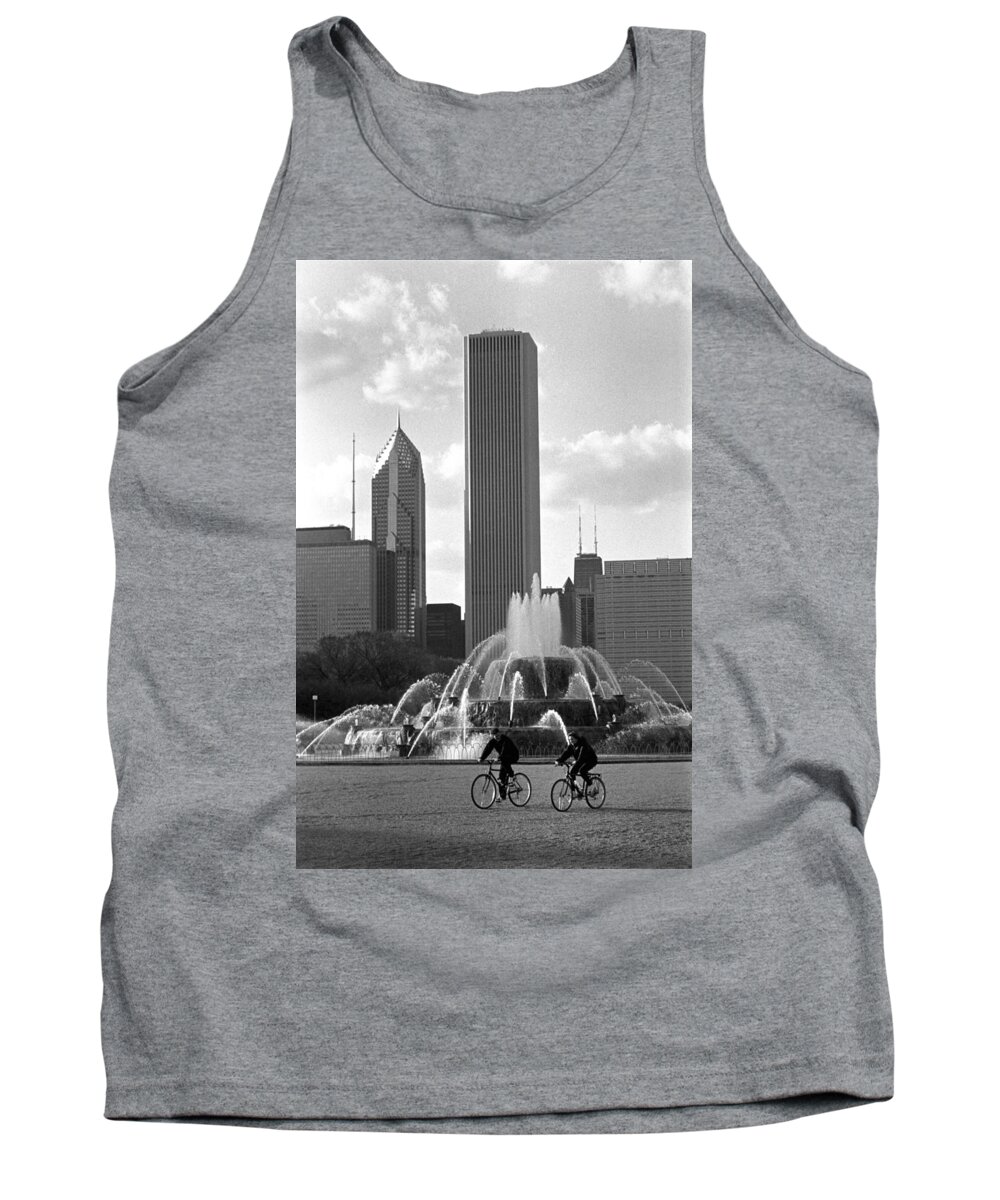 Black/white Tank Top featuring the photograph Bikers by Carol Neal-Chicago