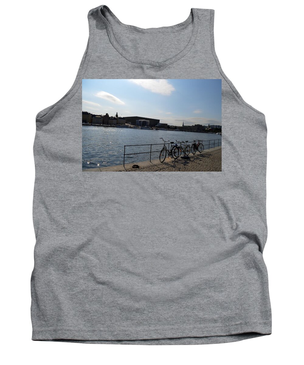 Bikes Tank Top featuring the photograph Bikes in Stockholm by Erik Burg