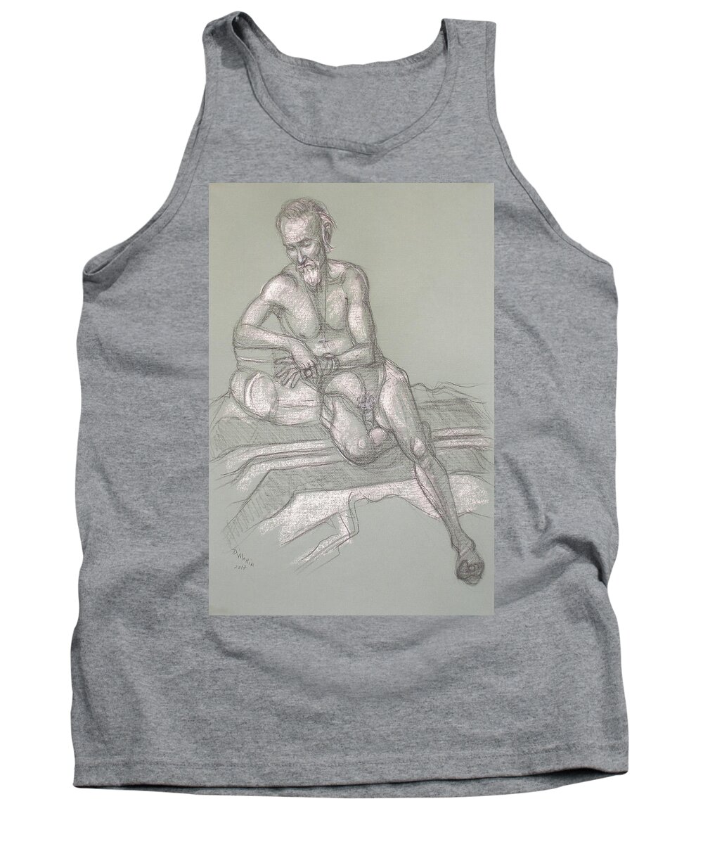 Realism Tank Top featuring the drawing Bill C Reclining by Donelli DiMaria
