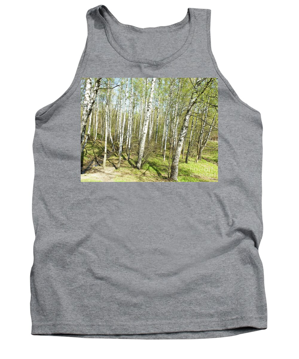 Landscape Tank Top featuring the photograph Birch forest in spring by Irina Afonskaya